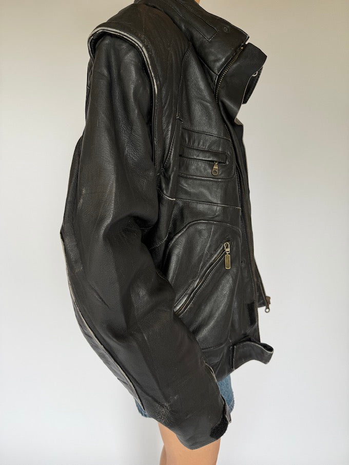 Vintage Black Leather Jacket 5481