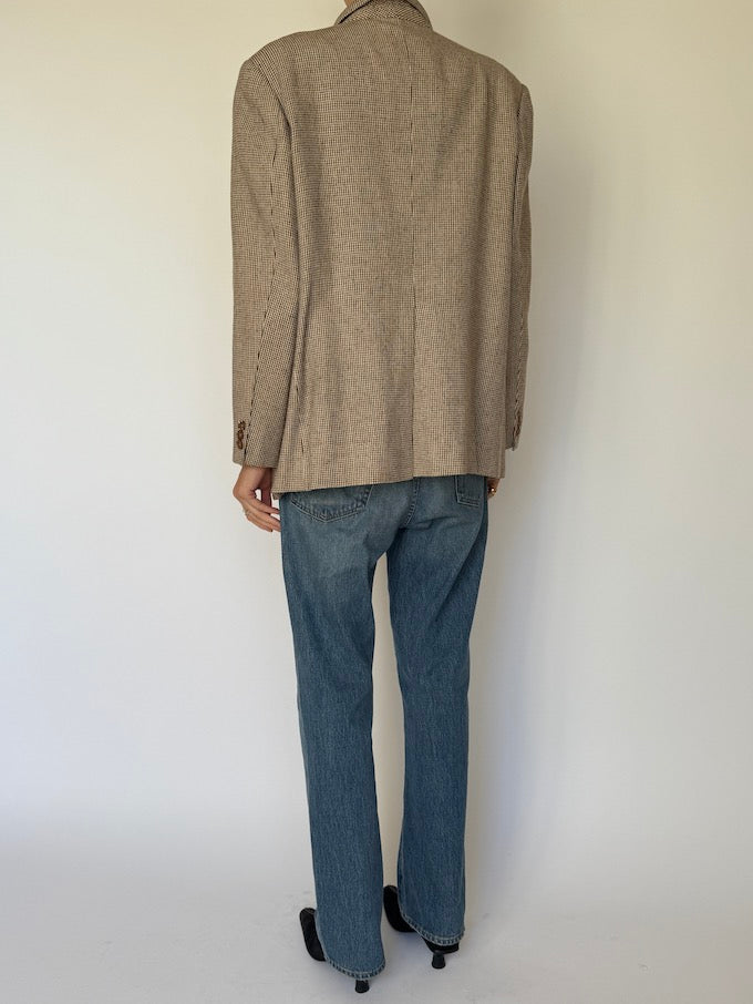 Vintage Micro-Check Blazer Taupe 6598