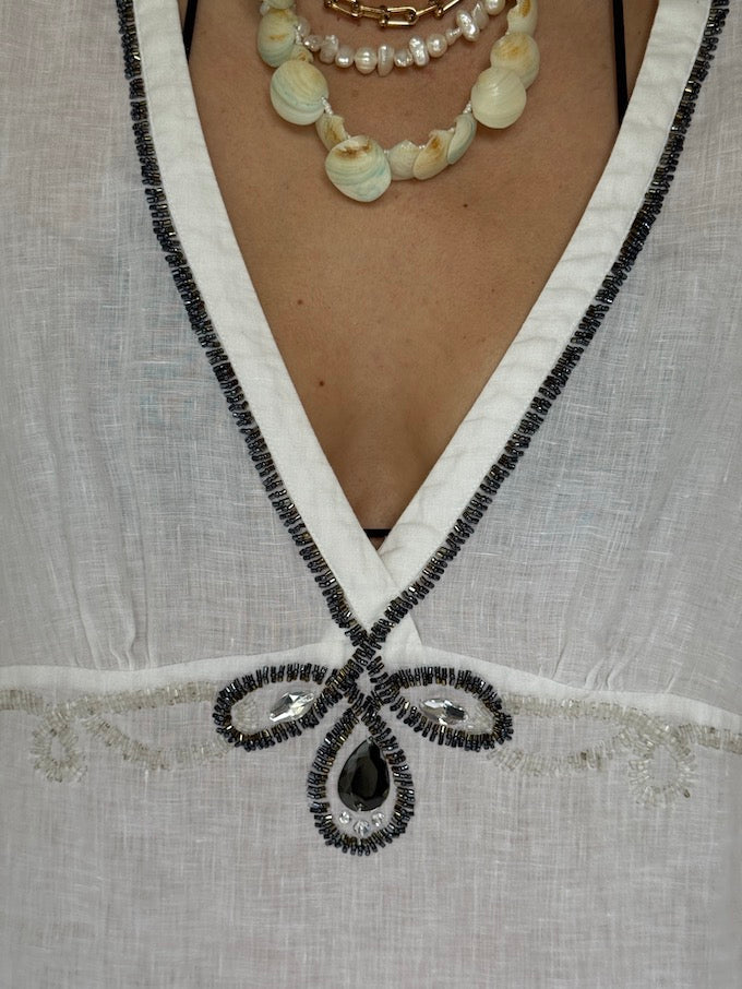 Vintage linen swim cover-up