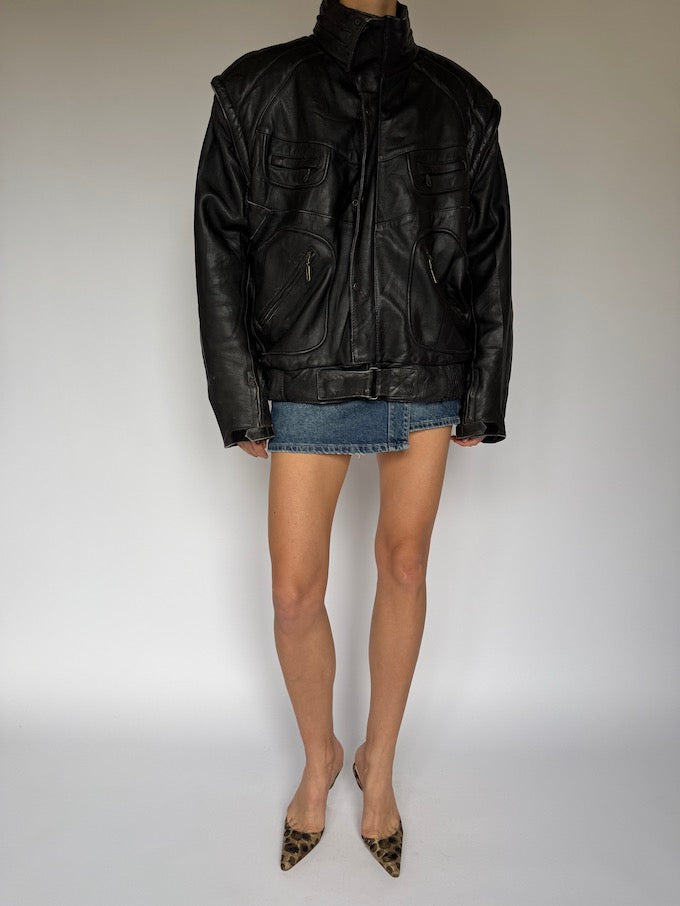 Vintage Black Leather Jacket 5481