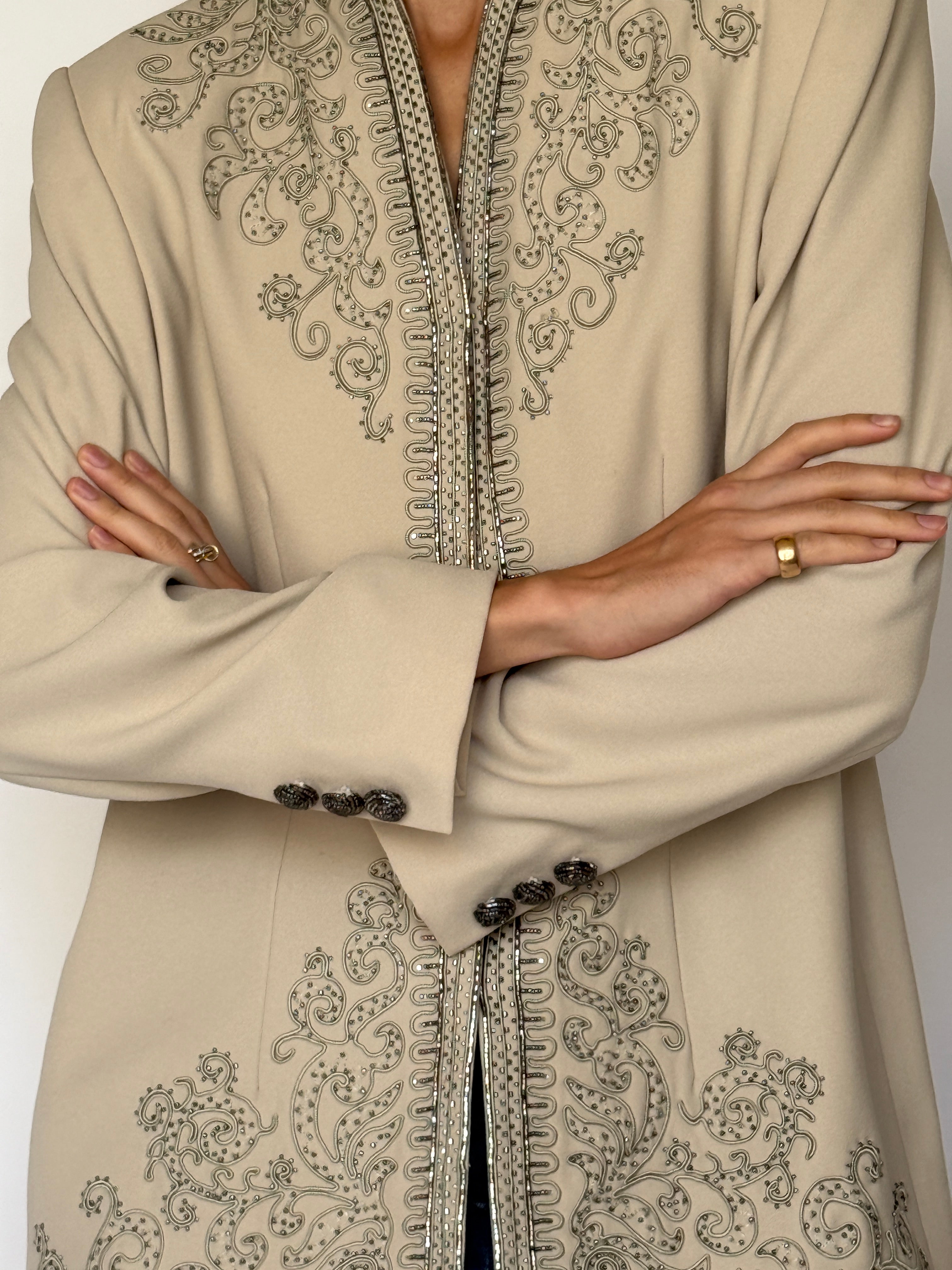 Vintage Embellished Statement Blazer Beige 6599