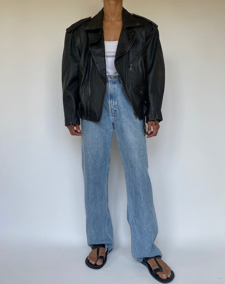 VINTAGE BLACK LEATHER JACKET 3307