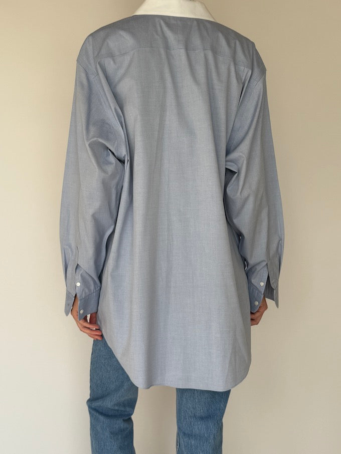 Vintage Cotton Oversized Button-Up Light Blue  6425