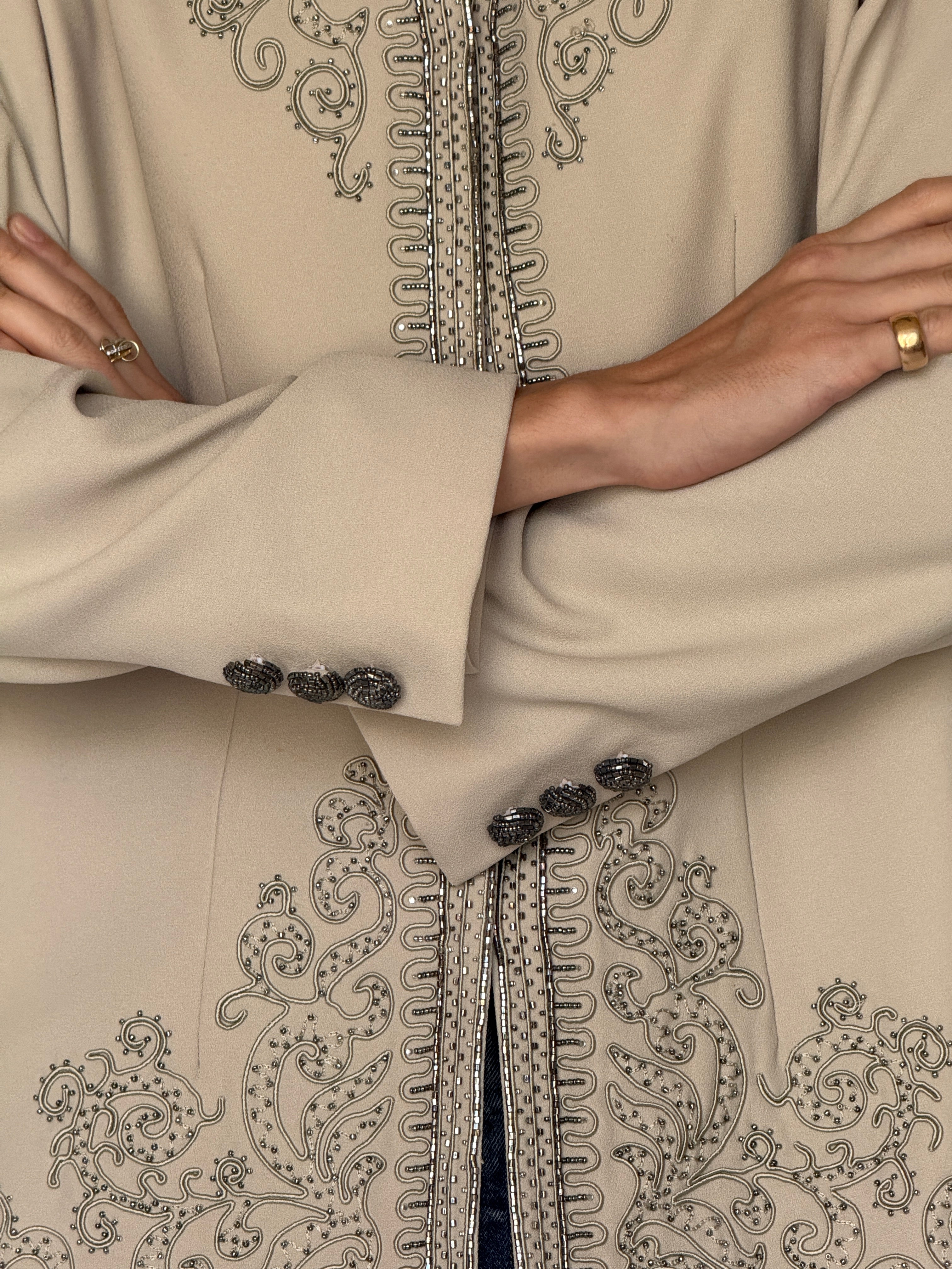 Vintage Embellished Statement Blazer Beige 6599