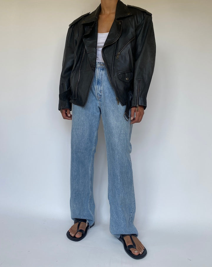 VINTAGE BLACK LEATHER JACKET 3307