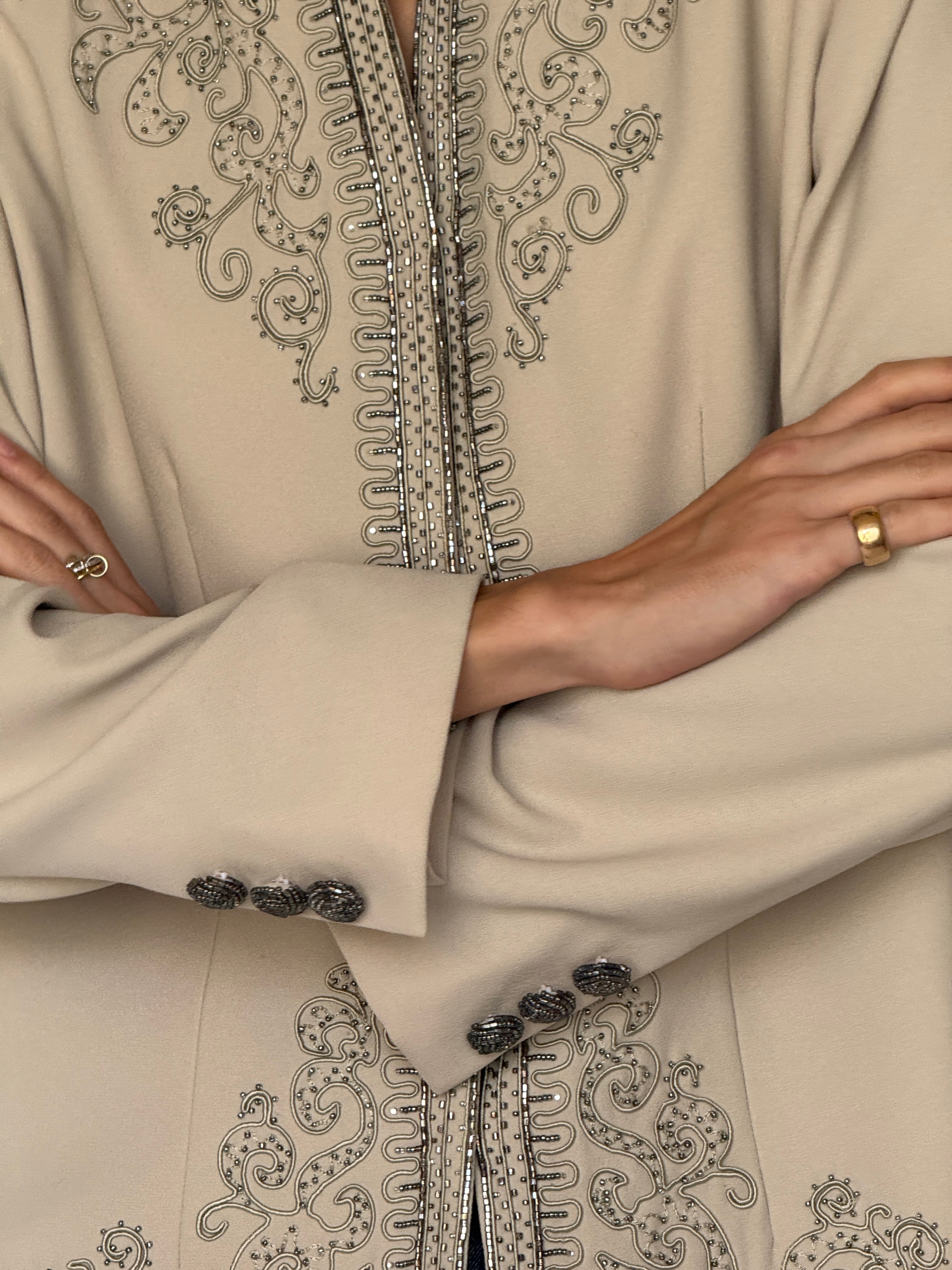 Vintage Embellished Statement Blazer Beige 6599