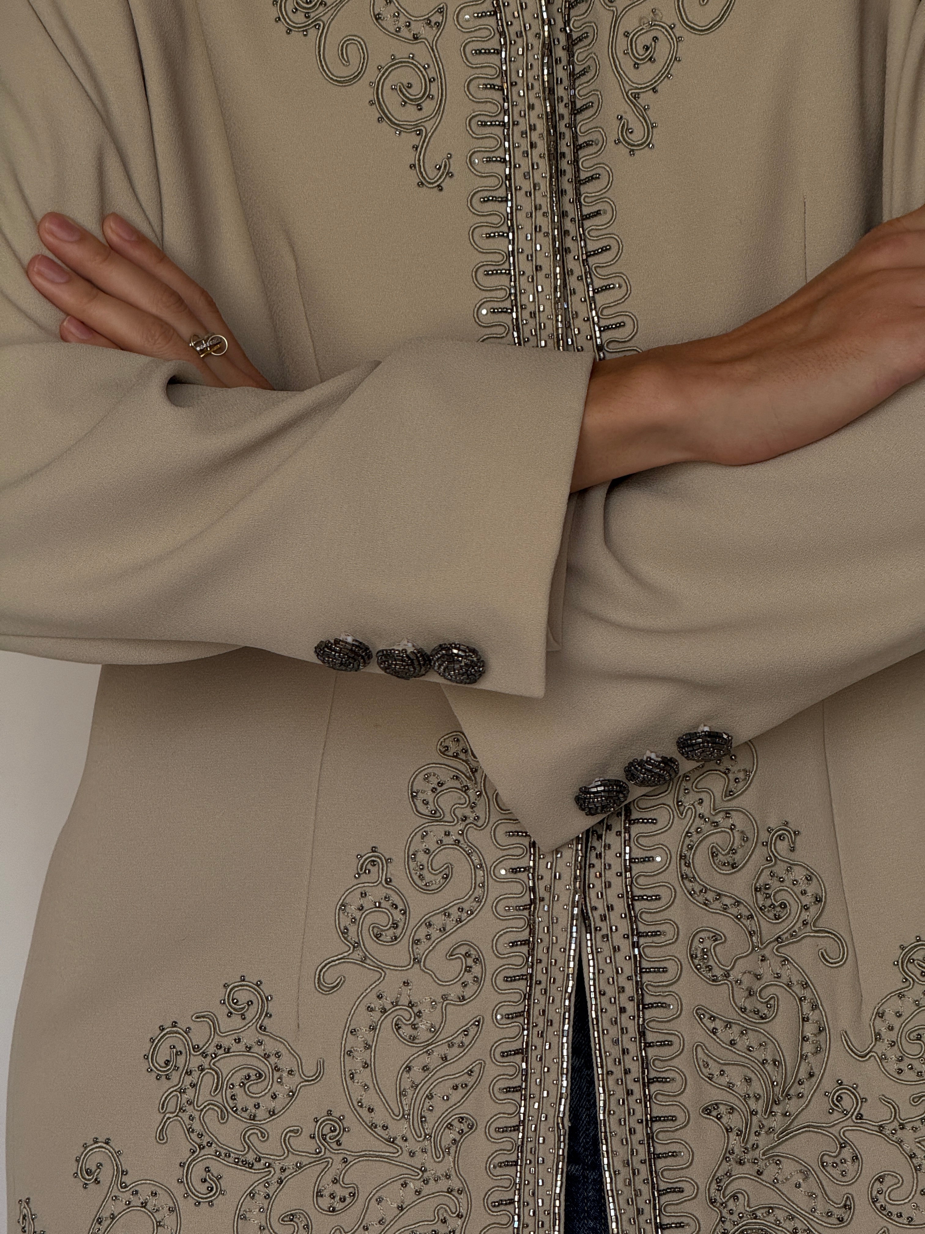 Vintage Embellished Statement Blazer Beige 6599