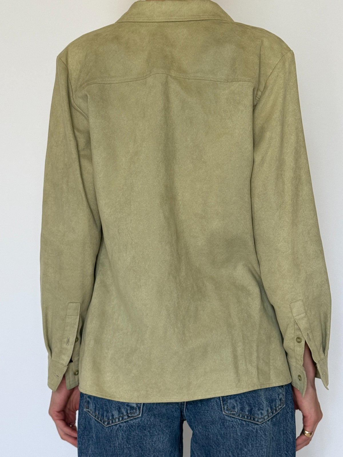 Vintage soft brushed shirt light sage green back detail