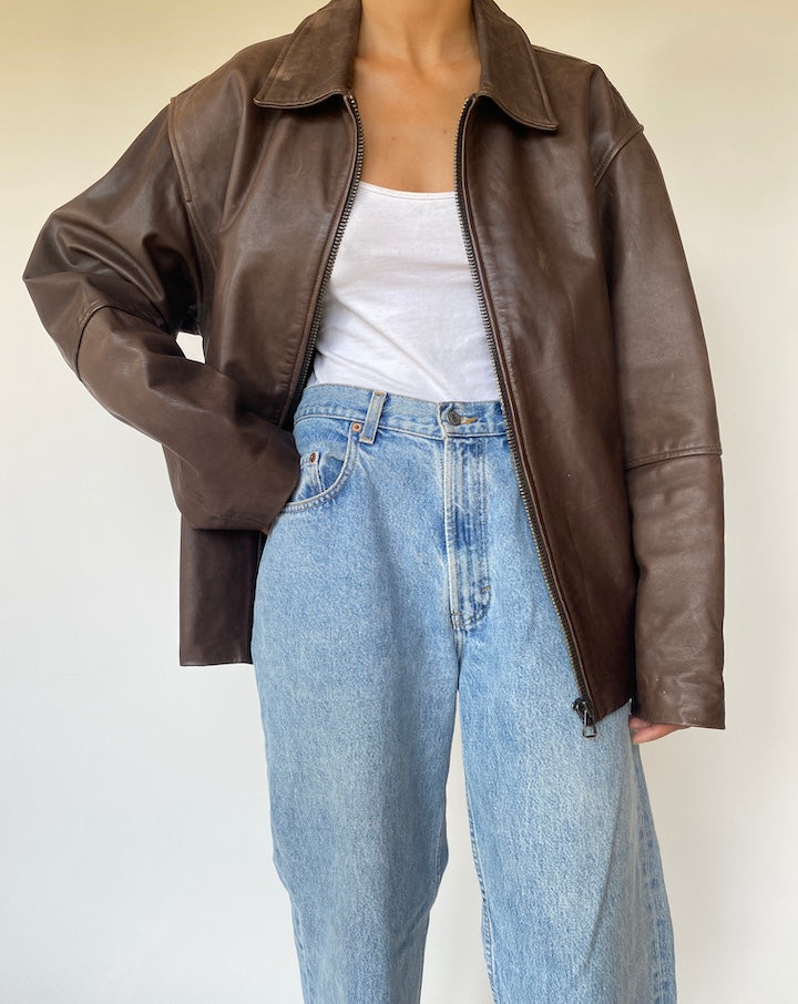 VINTAGE BROWN LEATHER JACKET 3308