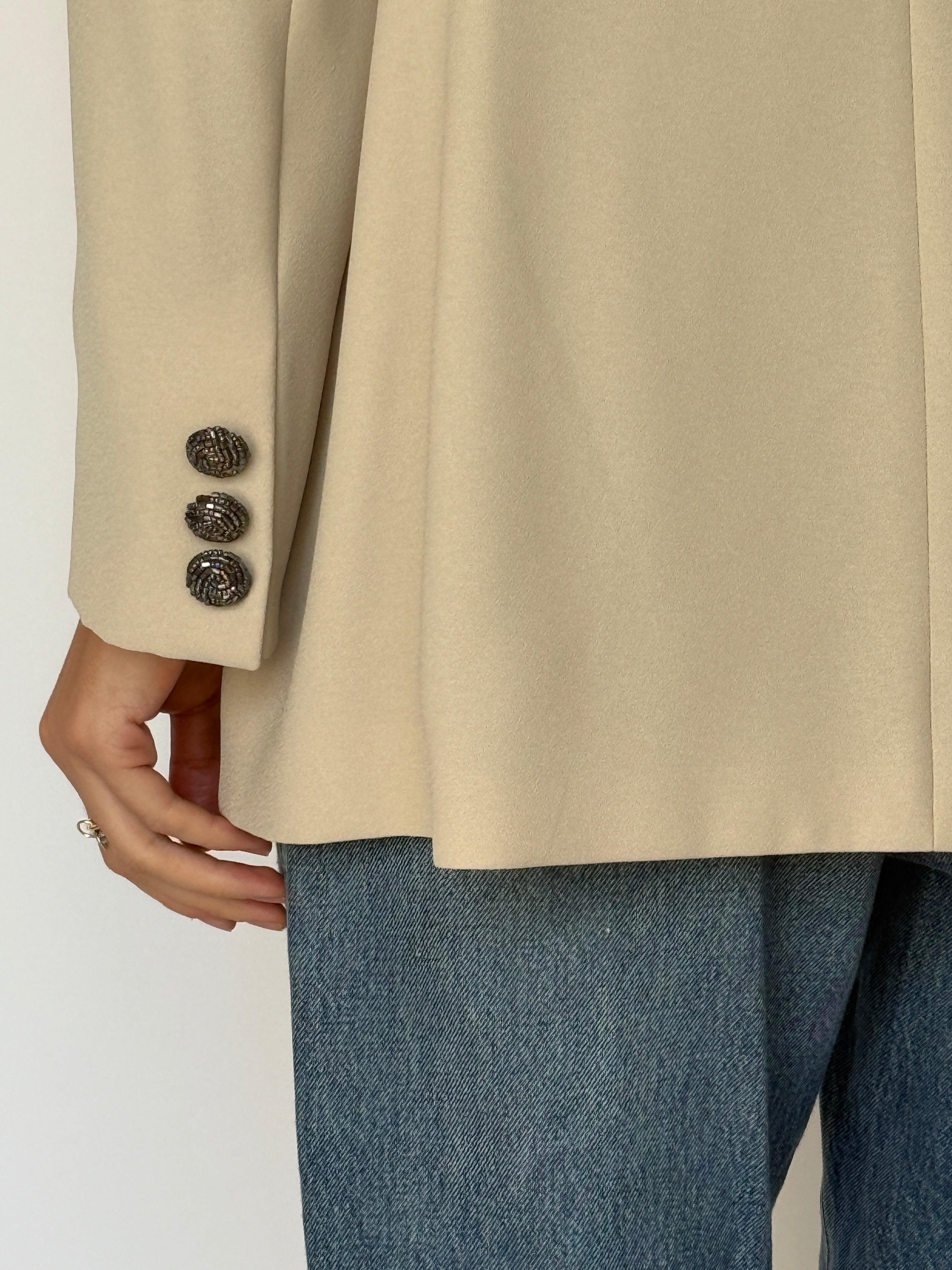 Vintage Embellished Statement Blazer Beige 6599