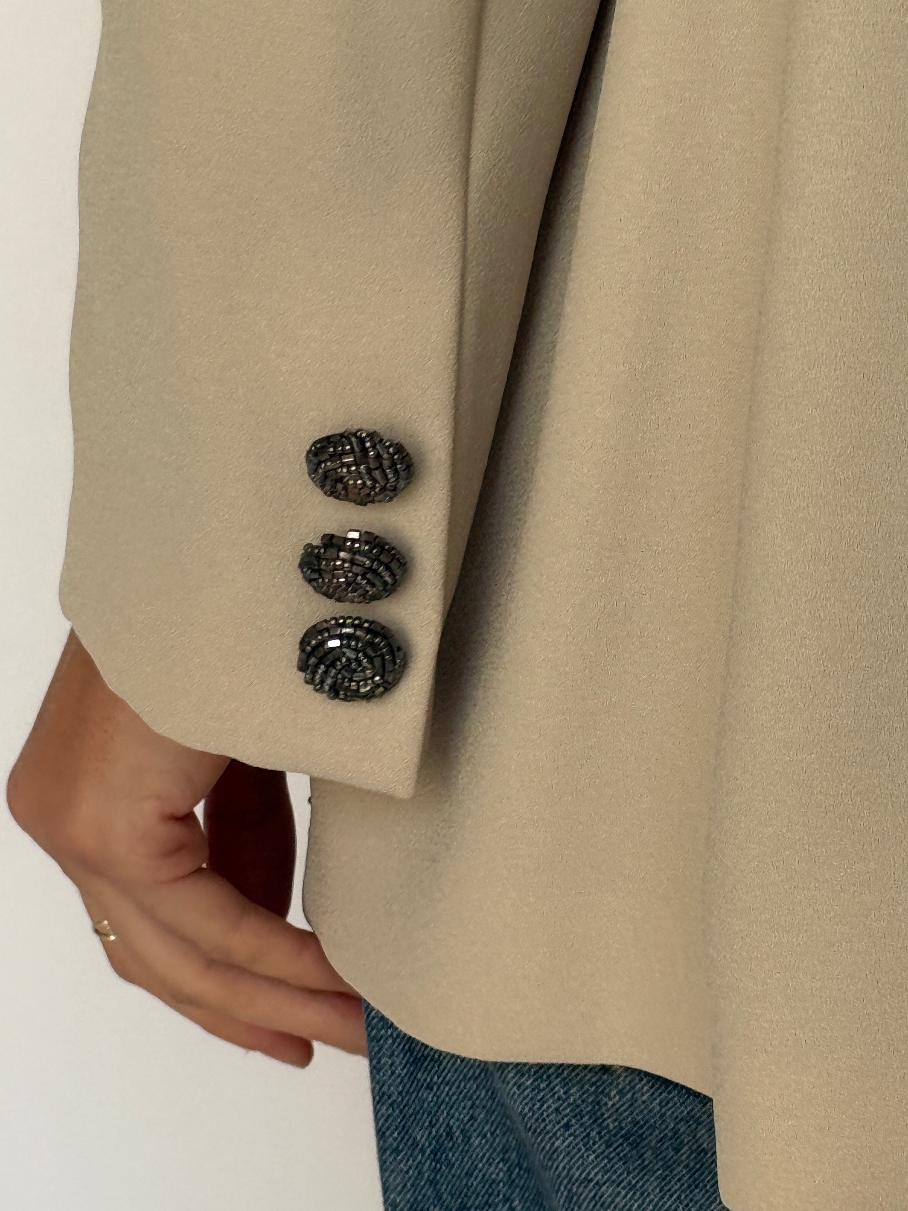 Vintage Embellished Statement Blazer Beige 6599