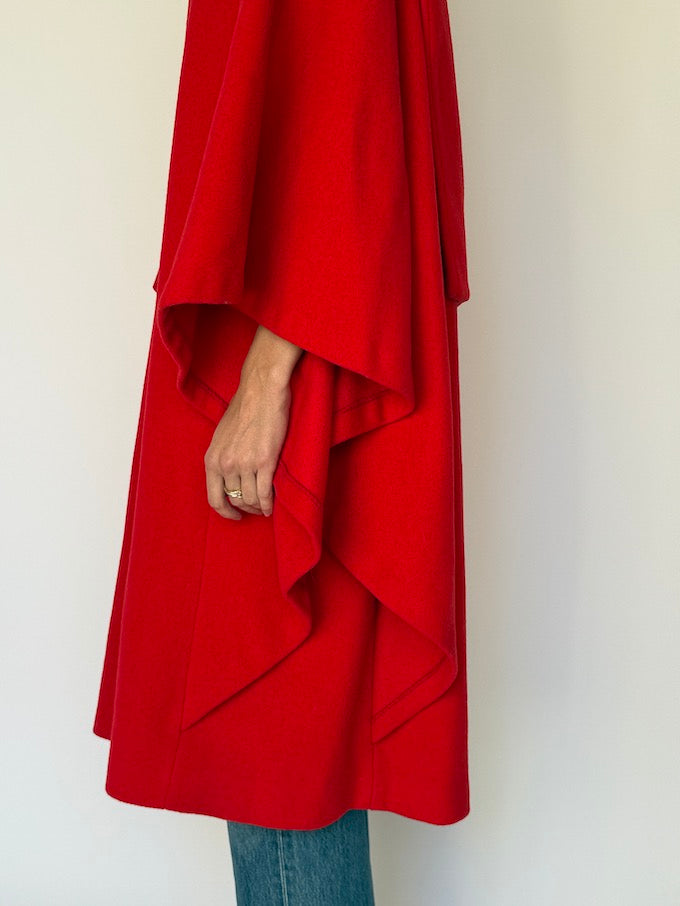 Vintage Red Wool Cape Coat 6600