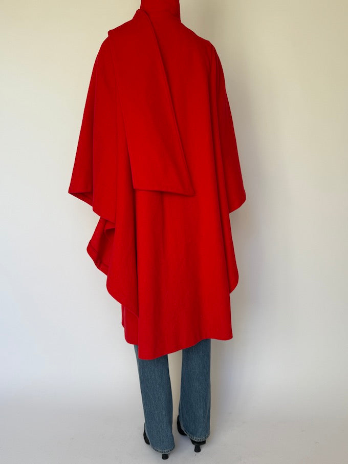 Vintage Red Wool Cape Coat 6600