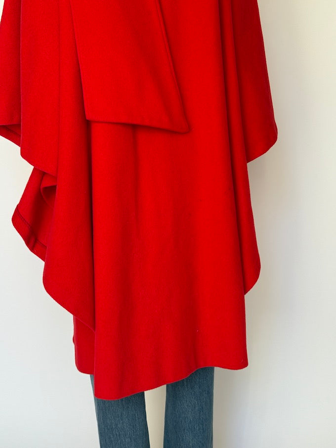 Vintage Red Wool Cape Coat 6600