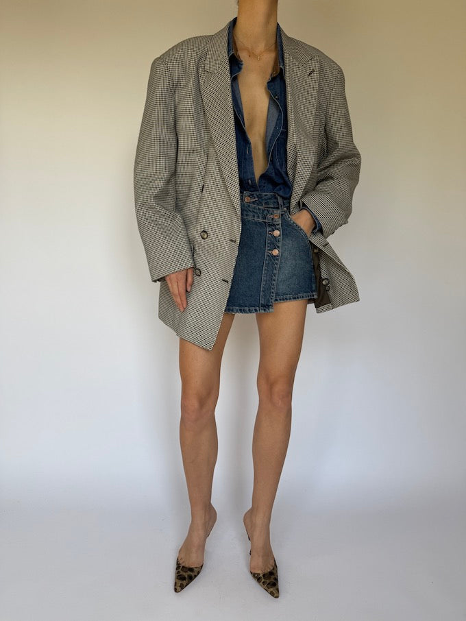 Vintage Double Breasted Houndstooth Blazer 5439