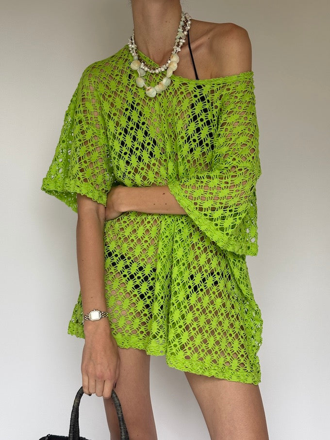 Vintage crochet cover-up green 6236