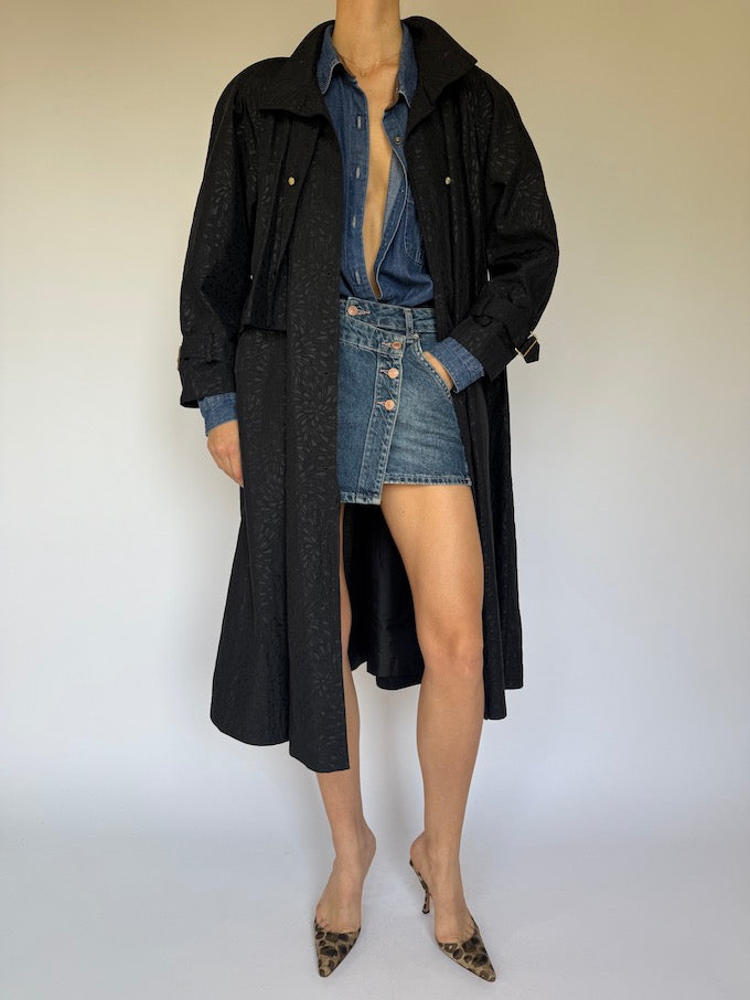 Vintage Black Lightweight Trench Coat 4164