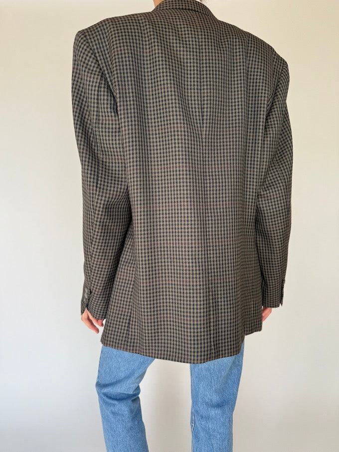 Vintage Single-breasted Houndstooth Blazer 6388