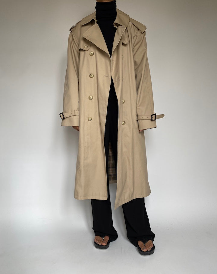 VINTAGE OVERSIZED LONG BEIGE TRENCH COAT 2213