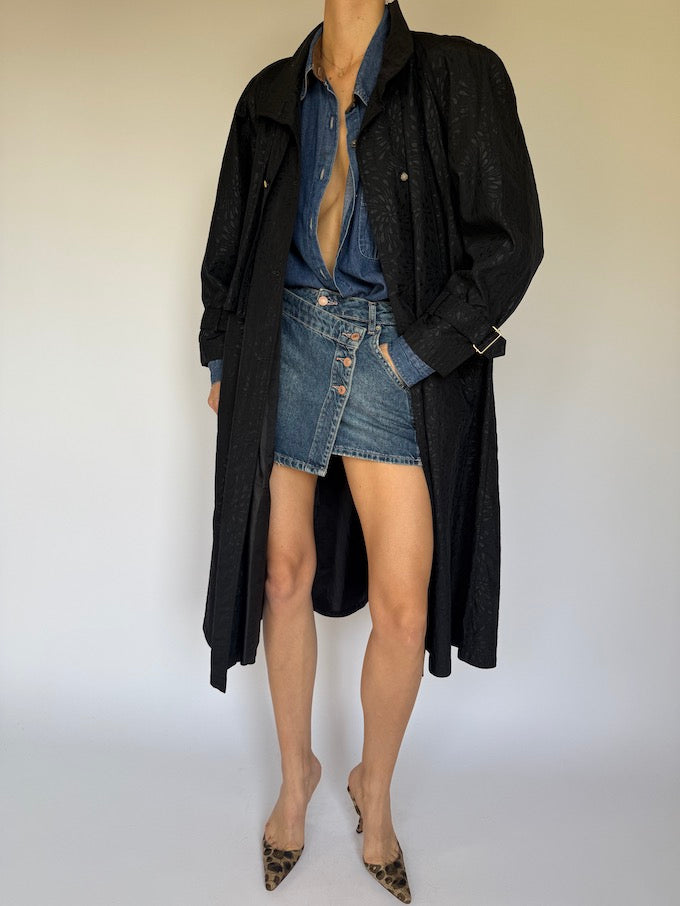Vintage Black Lightweight Trench Coat 4164
