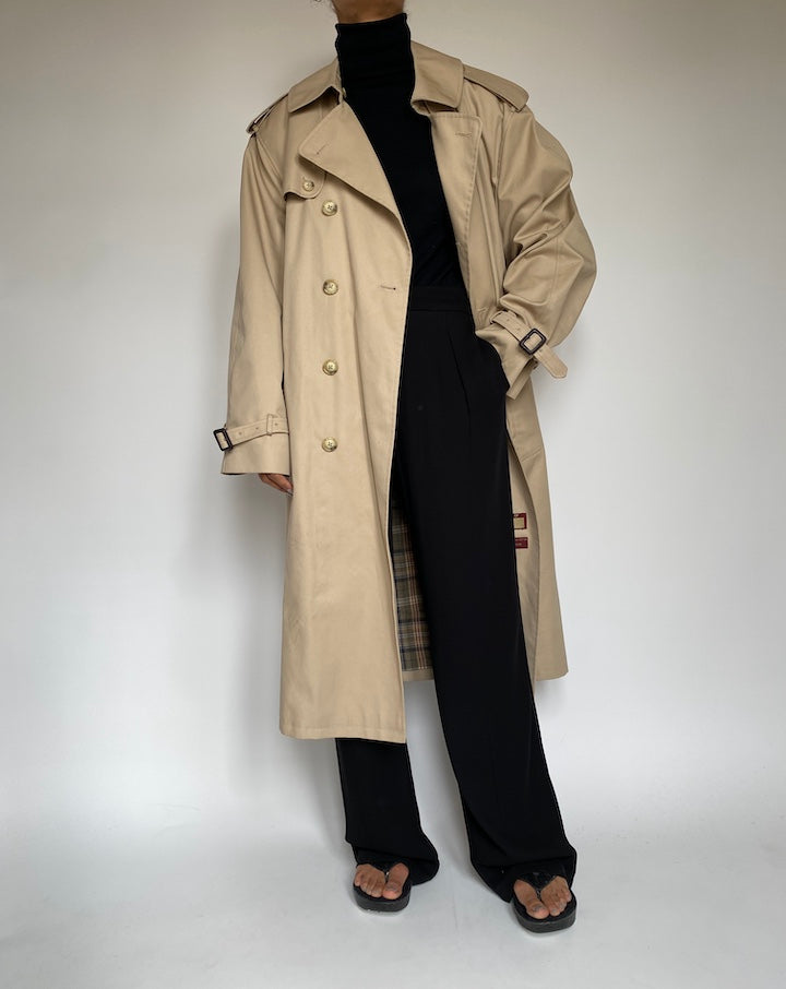 VINTAGE OVERSIZED LONG BEIGE TRENCH COAT 2213