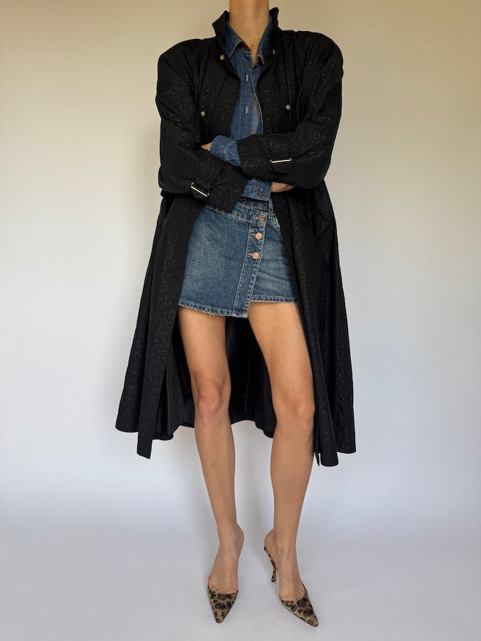 Vintage Black Lightweight Trench Coat 4164