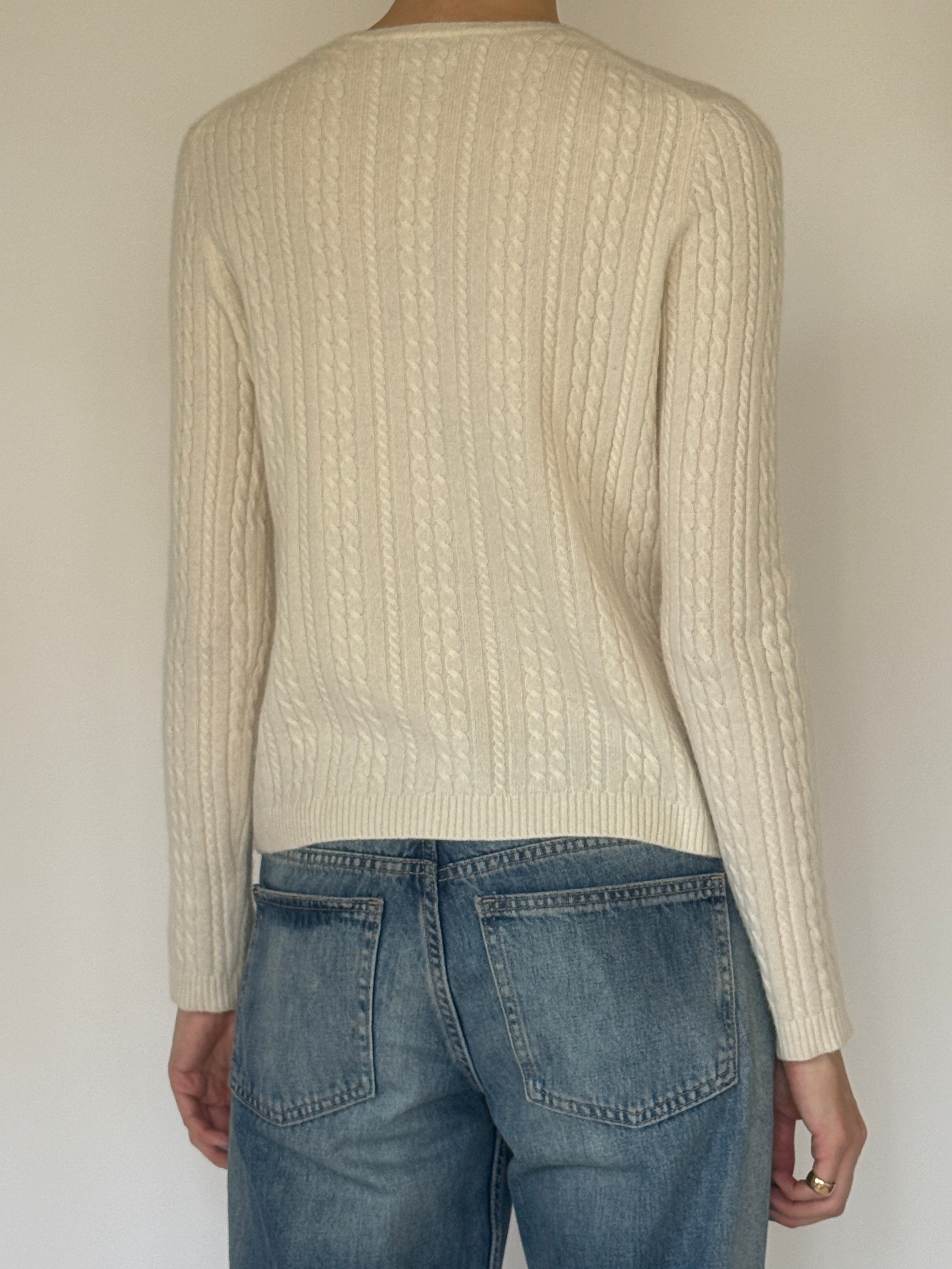 Vintage cream cashmere sweater back view
