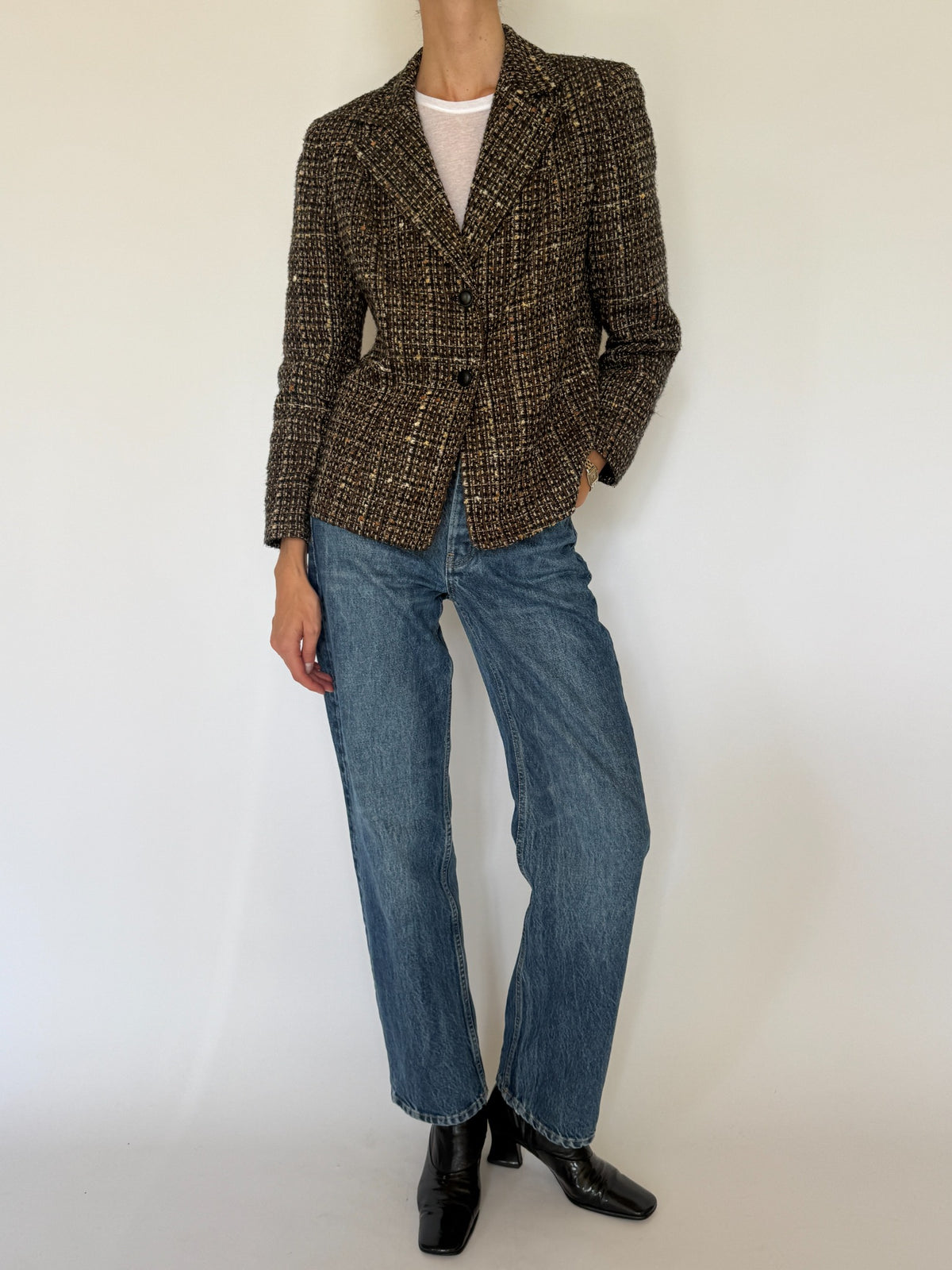 Vintage tweed blazer front view