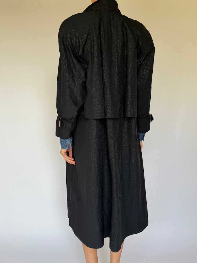 Vintage Black Lightweight Trench Coat 4164