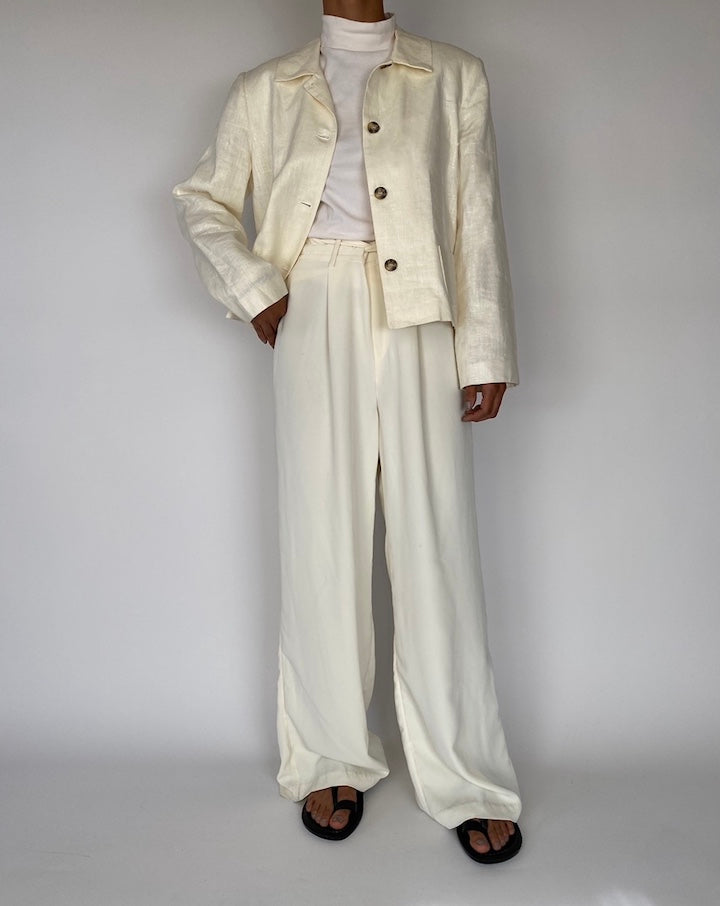 VINTAGE CREAM LINEN BLAZER 2238