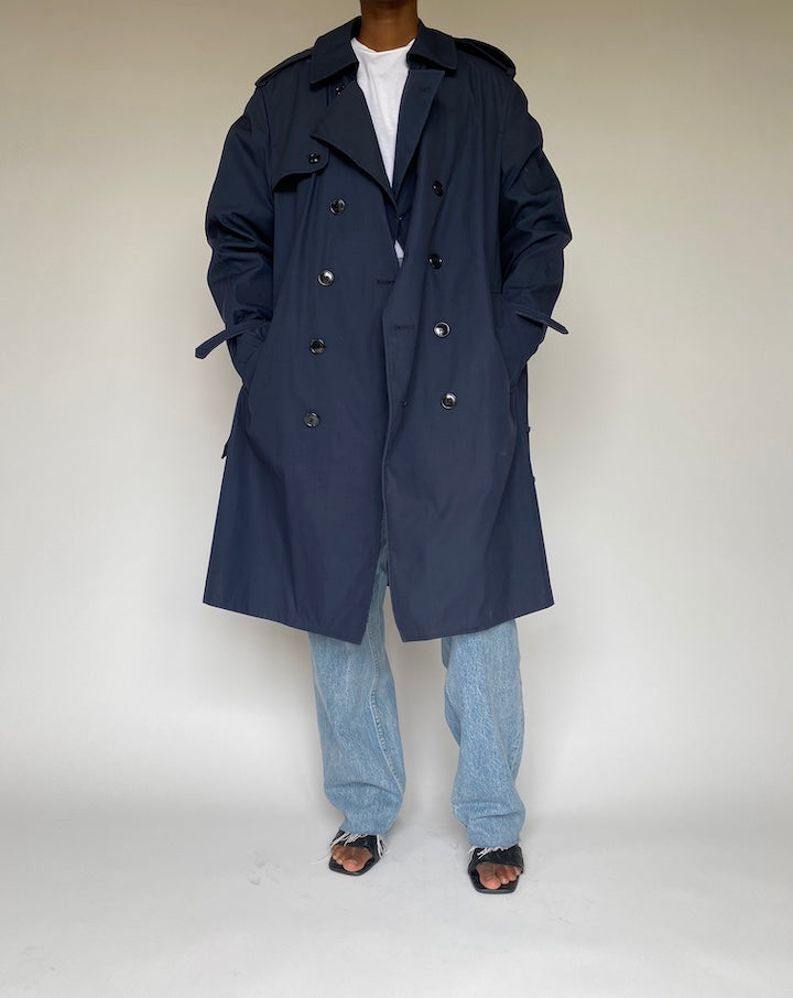 VINTAGE NAVY OVERSIZED TRENCH COAT 1942