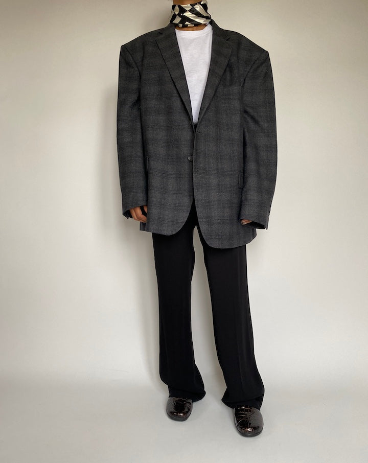 VINTAGE OVERSIZED WOOL CHECKED BLAZER 2161