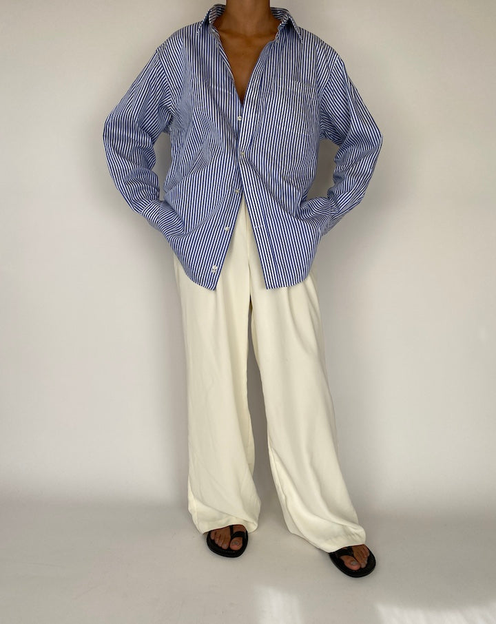 VINTAGE OVERSIZED BLUE AND WHITE STRIPED SHIRT 2255