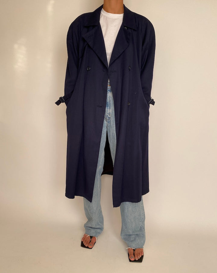  VINTAGE NAVY TRENCH COAT 2362