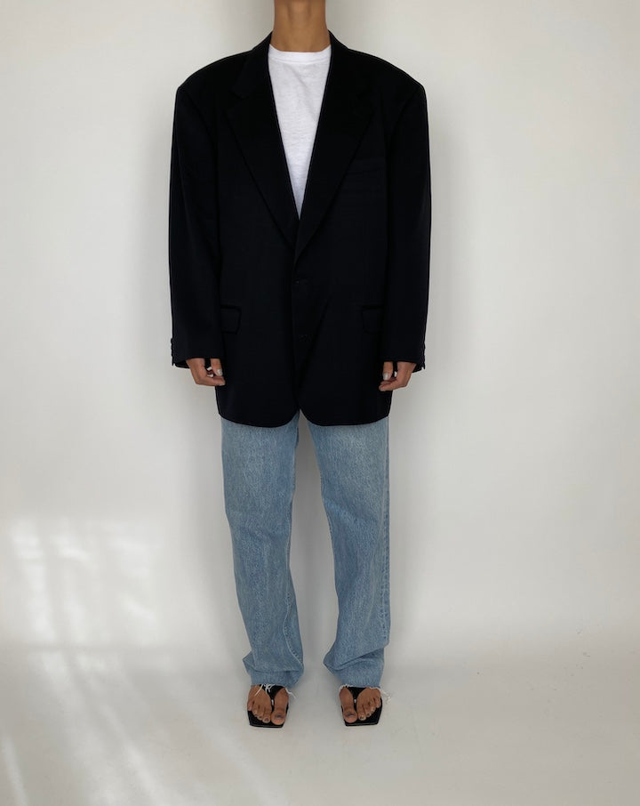 VINTAGE OVERSIZED BLACK WOOL BLAZER 2453
