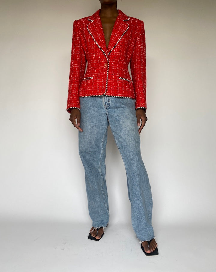 VINTAGE RED TWEED BLAZER 2507