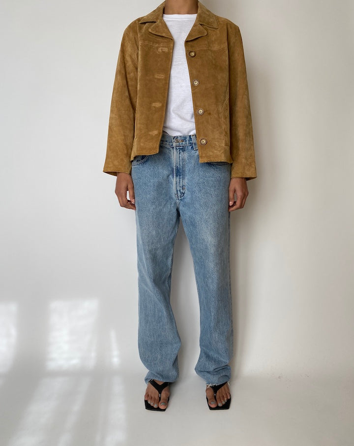 VINTAGE BEIGE SUEDE LEATHER JACKET 2566