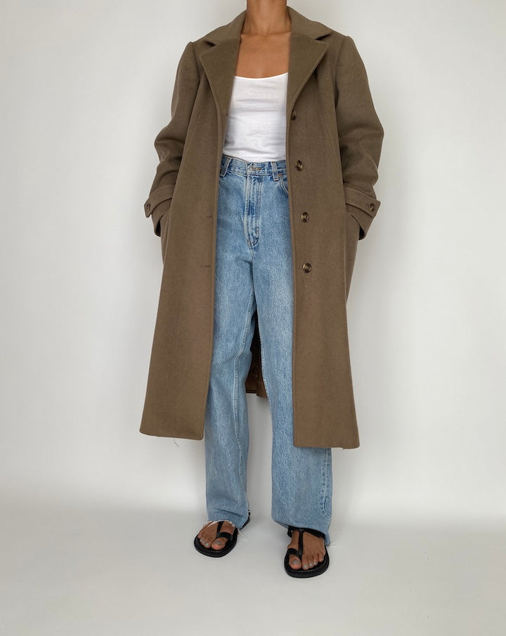 VINTAGE BEIGE LONG WOOL COAT 2733 