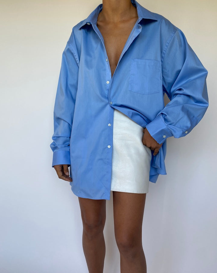 VINTAGE BLUE LONG SLEEVE BUTTON DOWN SHIRT 2807