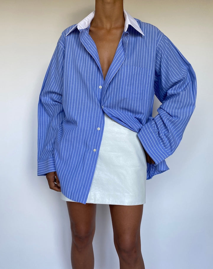 VINTAGE BLUE STRIPED BUTTON DOWN LONG SLEEVE SHIRT 2912