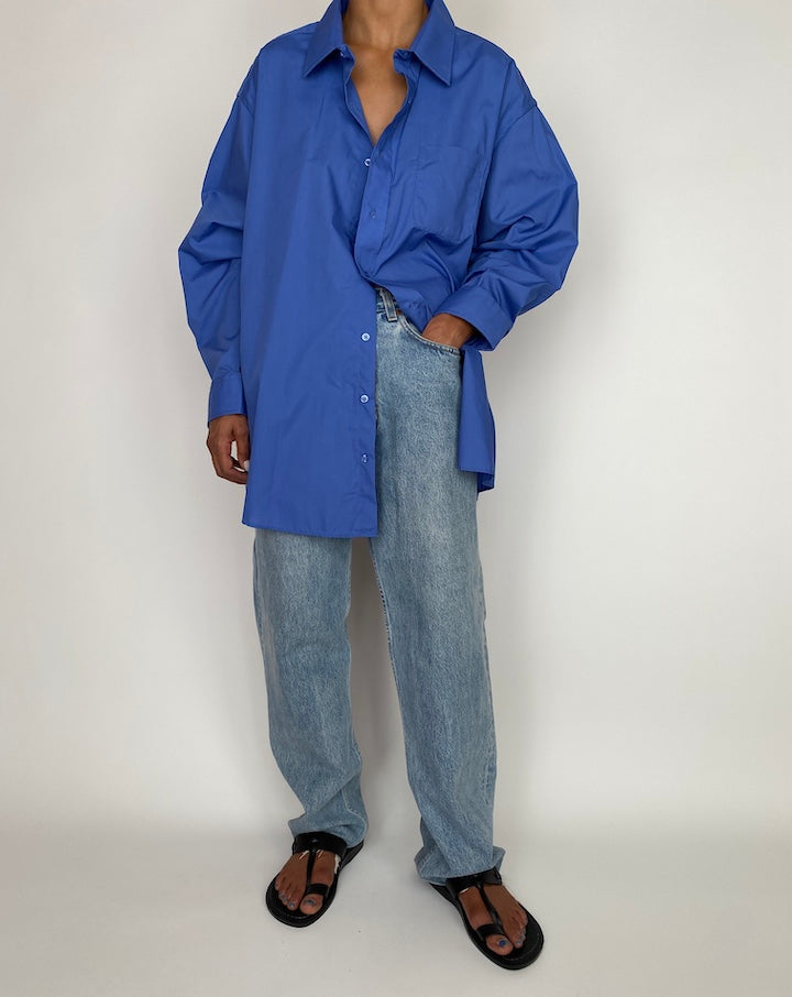 VINTAGE BLUE OVERSIZED BUTTON DOWN LONG SLEEVE SHIRT 2950