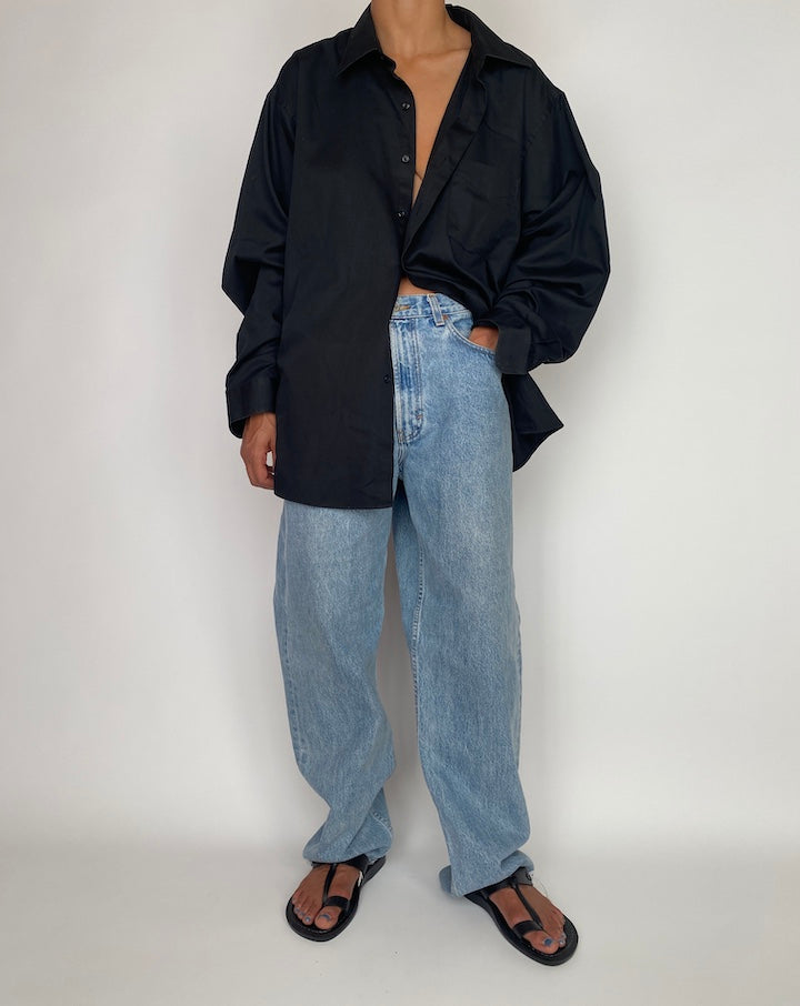 VINTAGE BLUE OVERSIZED BUTTON DOWN LONG SLEEVE SHIRT 2956