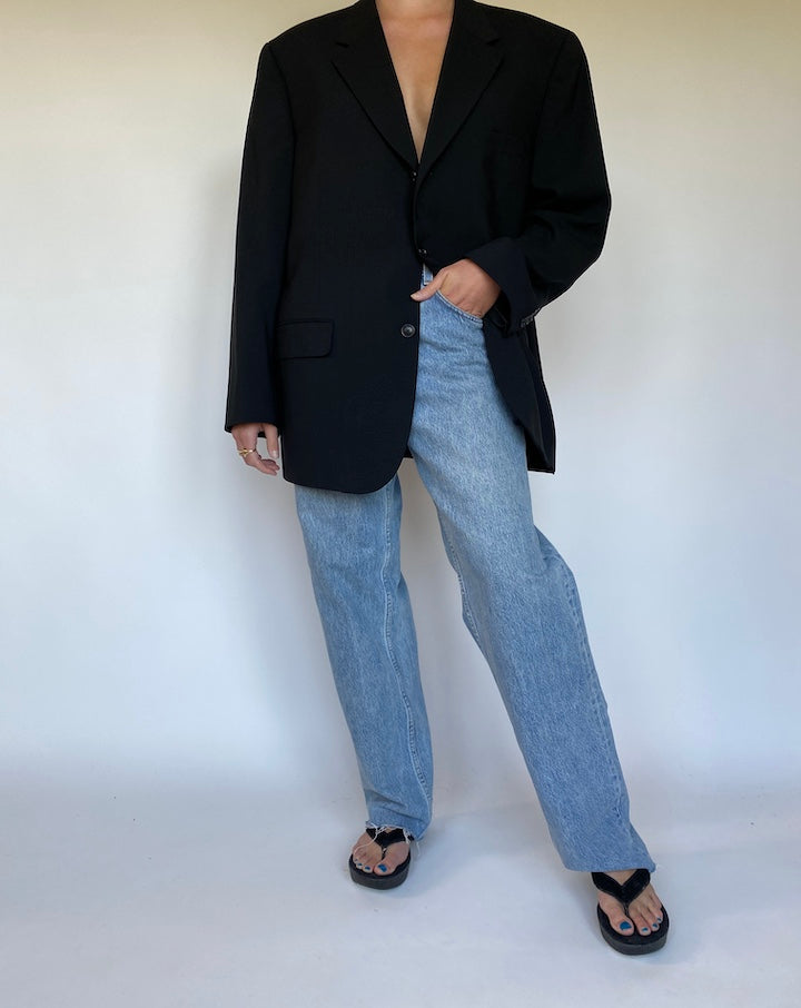 VINTAGE BLACK WOOL BLAZER 3126
