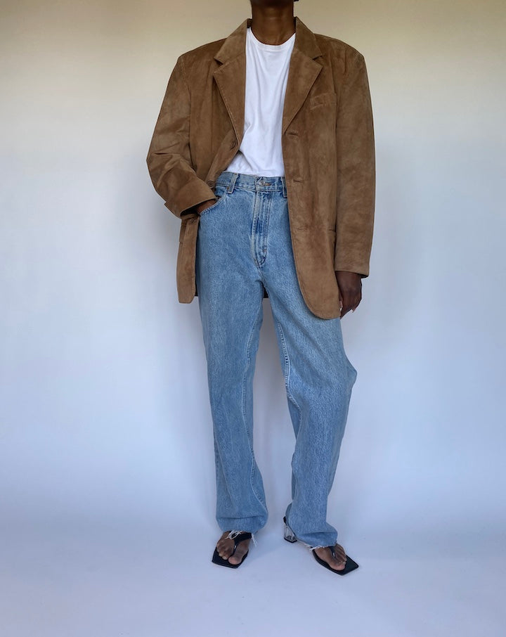 VINTAGE BEIGE SUEDE LEATHER JACKET 3533