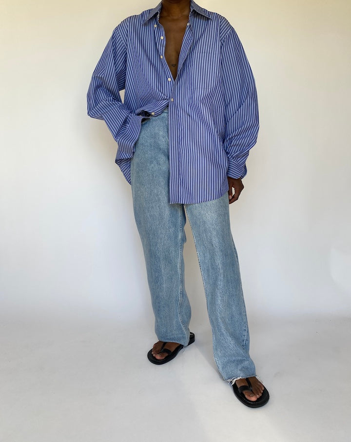 VINTAGE OVERSIZED STRIPED BLUE SHIRT 3760