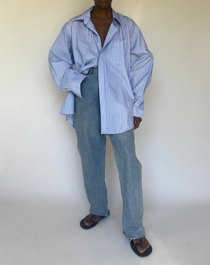 VINTAGE OVERSIZED STRIPED LONG SLEEVE SHIRT 3762