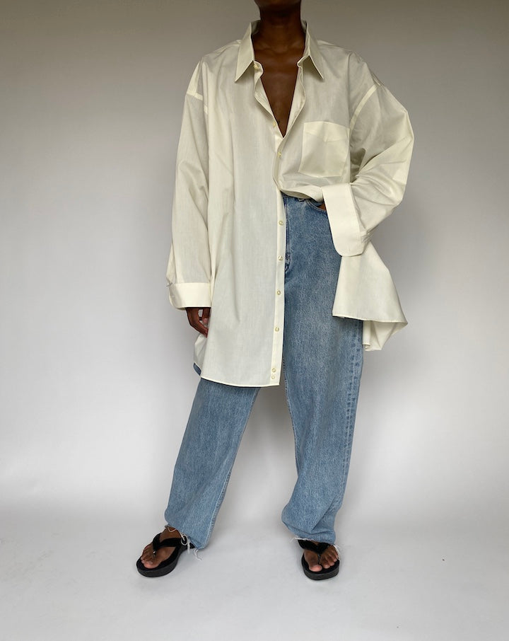 VINTAGE OVERSIZED CREAM LONG-SLEEVE SHIRT 3868