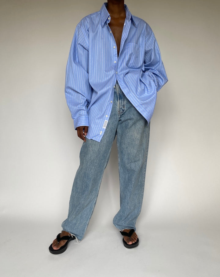 VINTAGE OVERSIZED BLUE STRIPED SHIRT 3873