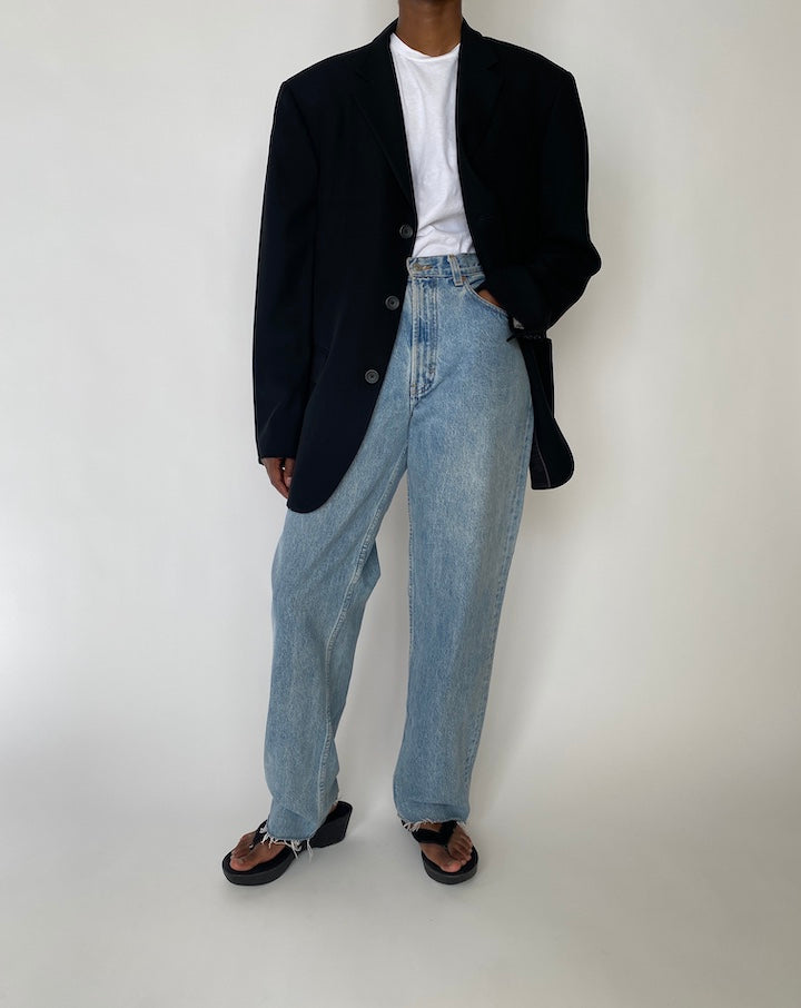 VINTAGE OVERSIZED BLACK WOOL BLAZER 3892