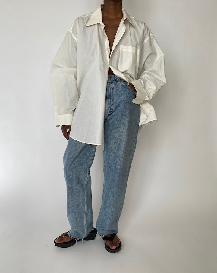 VINTAGE OVERSIZED CREAM BUTTON-DOWN SHIRT 3897